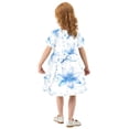 thumbnail image 4 of Girls Short Sleeve A-Line Dress Blue Pastel Flowers Play Dress Sizes 3T, 4 of 8