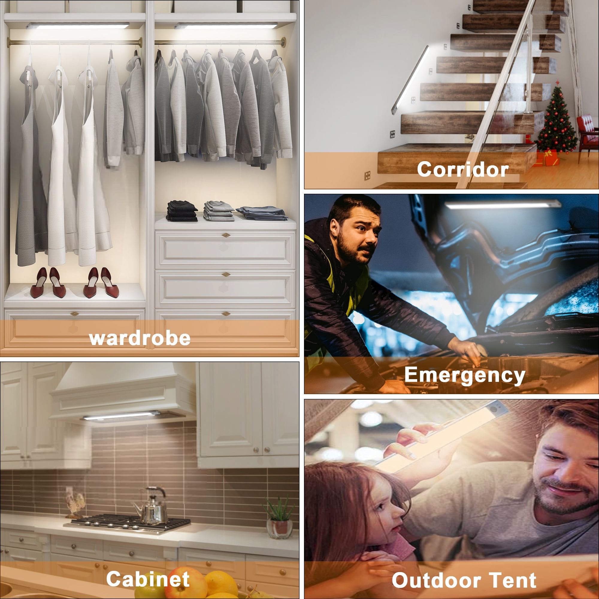 Xecessory 15.7” 146 Lumens Motion Sensor LED Under-Cabinet Light, 6000K (2 Count)