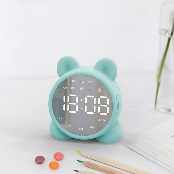 xjwjuw Wireless Bluetooth Clock Speaker, Multifunctional Alarm Clock & Radio, Bluetooth 5.0, Compact Portable, Mini Speaker for Home, Bedside, Card Insertion & Hands-Free Calling, LED Display