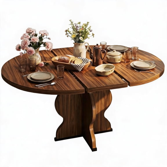 Riedhoff 47" to 63" Farmhouse Extendable Dining Table for 4-8, Walnut