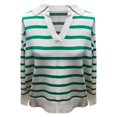 thumbnail image 2 of Prolriy Chandails pour Femmes Chandail Uni Cardigan Décontracté à Revers Rayé Chandails Femmes Hauts Verts m, 2 of 5