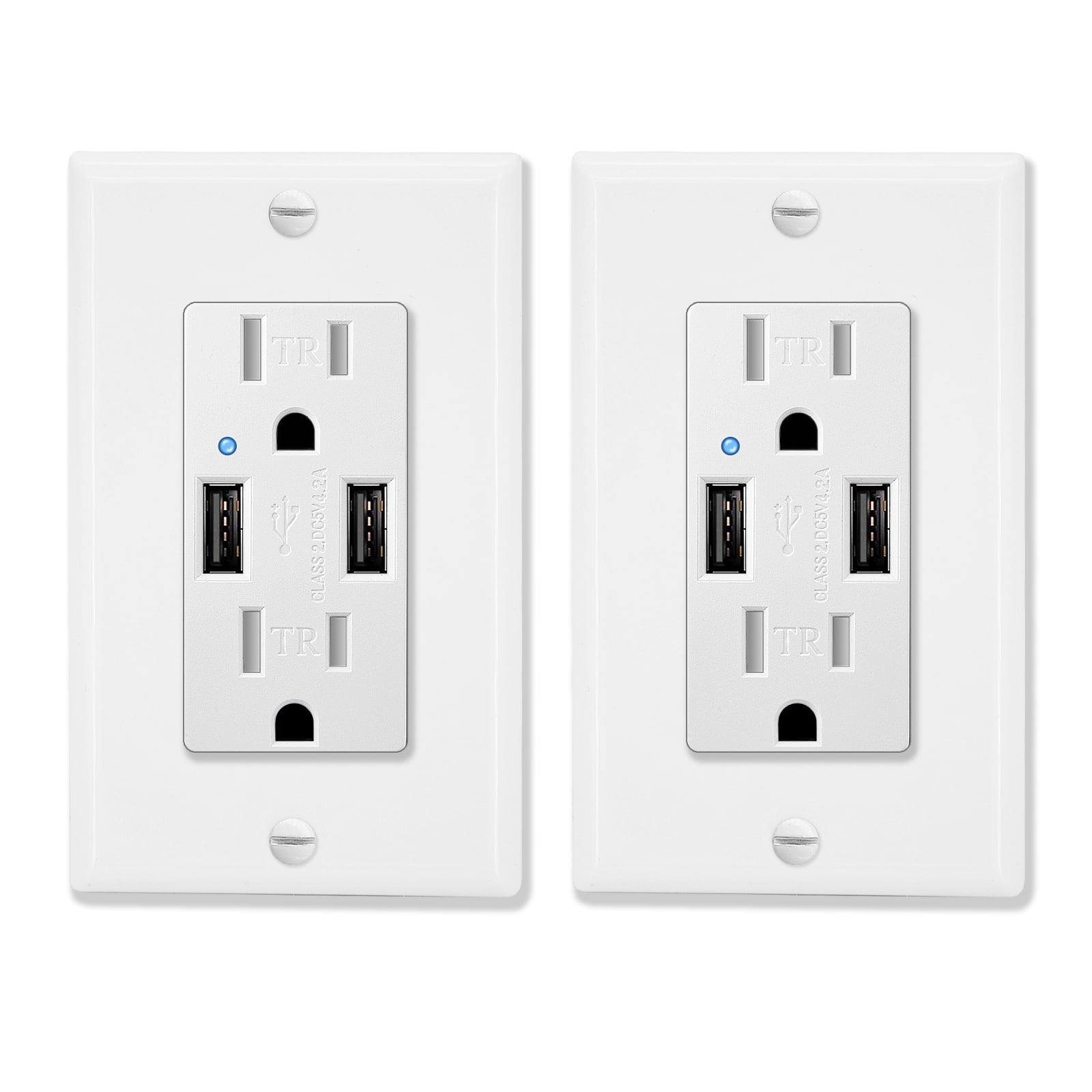GREENCYCLE 4.2A USB Receptacle Outlet with Dual USB Charging Ports and