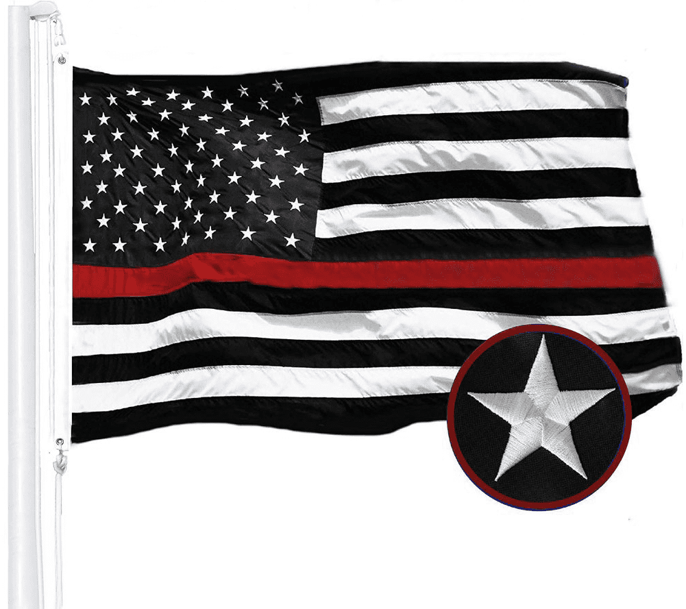 G128 3x5 feet Thin Red Line Flag Embroidered 210D Red Stripe