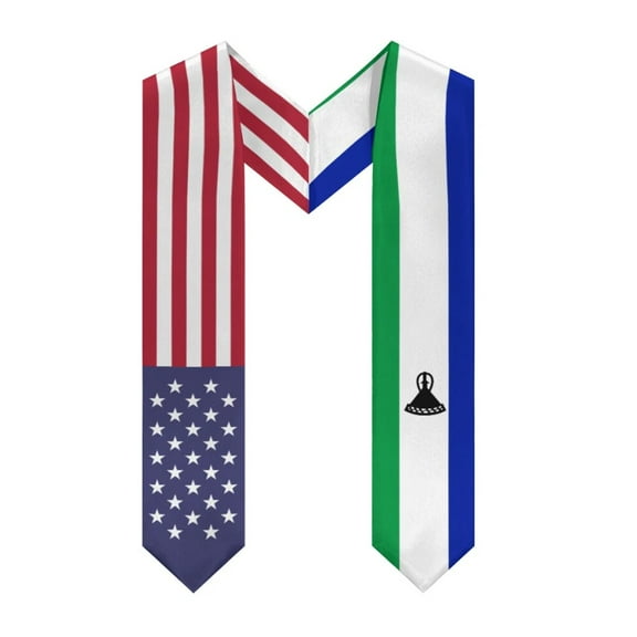 More design Graduation shawl Lesotho Flag & United States Flag Stole Sash Honor Study Aboard International Students