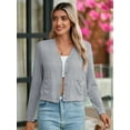 thumbnail image 2 of Chiclily Women Lightweight Cardigan Long Sleeve V Neck Casual Knit Cardigan Sweaters, US Size XL in Light Gray, 2 of 6