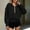 Black, variant on Women's Haf Zip Cropped Hoodies, Casual Long Sleeve Loose Pullover Sweatshirt Trendy Hooded Tops Blouses