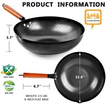 Carbon Steel Wok Pan Set with Wooden Lid, 14 Piece Cookware for All Stoves - 12.6''