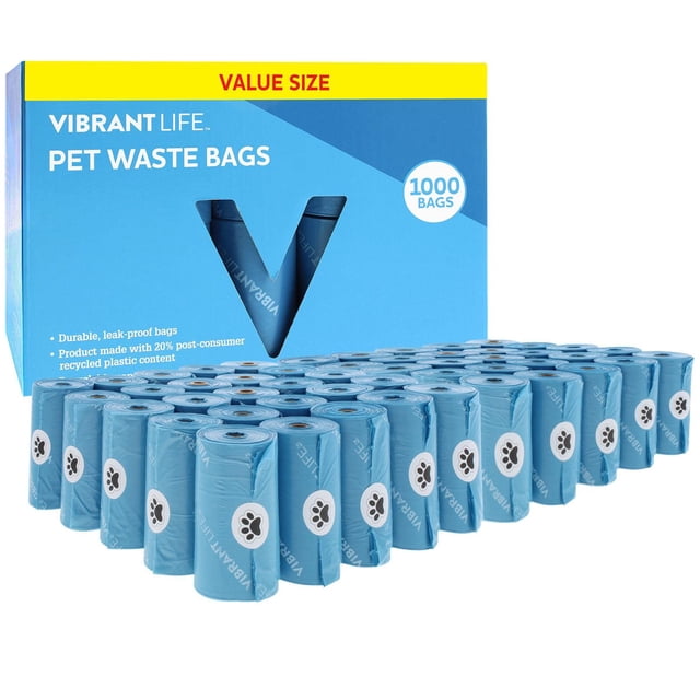 Vibrant Life Sacs à Excréments pour Chien, 1000 Sacs (50 Rouleaux)