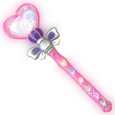 ArtCreativity Pink Light Up Heart Toy Wand for Girls and Boys, 1 Piece, 13.5 Inch Wand Toy with Spinning LEDs, Princess LED Wand for Kids, Fun Pretend Play Prop with Batteries Included