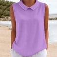 thumbnail image 3 of Tank Tops For Women Purple Womens Tops Fashion For Cute Sleeveless Collared Casaul Work Loose Fit Knitted Vests Womens Tank Tops, 3 of 4