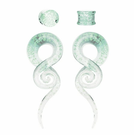 Speed Glow Gauges BodyJ4You 4PC Glass Ear Tapers Plugs 4G Green Glow Dark Handmade Gauges Piercing Jewelry Set ()