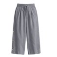 thumbnail image 4 of Njagoc3 Linen Capris for Women Elastic Waisted Drawstring Capri Pants with Pockets Side Button Casual Summer Cropped Pants, 4 of 6