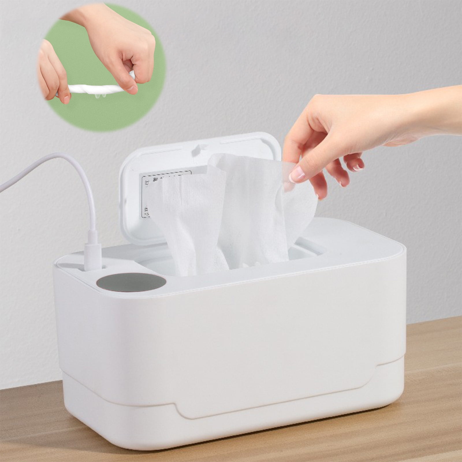 Wipe Warmer, Portable Wet Wipes Dispenser with Heating,Small and Lightweights, 24h Intelligent Constant Temperature, USB Rechargeable,Suitable for Home, Cars & Travel(7.8x4.7x3.7inch)