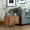 Walnut, variant on Composite wood table with 2 side - metal - glide drawers and chrome - finished V - shape legs for bedside use