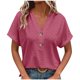 thumbnail image 3 of Camisa para mujer,Camiseta de cuello en V para mujer, informal, de manga corta, de poliéster suave, ideal para el hogar y el uso diario, sopatenor, 3 of 9