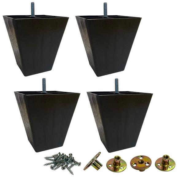 Elegent Upholstery Pieds de Canapé en Plastique Carrés Effilés de 4-1/2 Pouces avec Matériel de Montage - Ensemble de 4