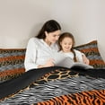 thumbnail image 5 of jejeloiu Zebra Print Texture Bedding Comforter Set,Abstract Geometric Striped Twin Comforter Sets,Gray Brown Gray Bedding Set For Girl,Microfiber Bedroom Decor Reversible,2-Piece, 5 of 8