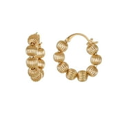 Time and Tru Goldtone Textured Bead Snap Hoop Earring, Female, 1 Pair of Earrings