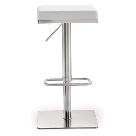 Bari White Stainless Steel Adjustable Barstool
