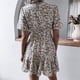 thumbnail image 4 of Vestido floral de manga corta con cuello en V atado cintura fruncida vestido corto elástico elegante con estampado floral para mujer, 4 of 6