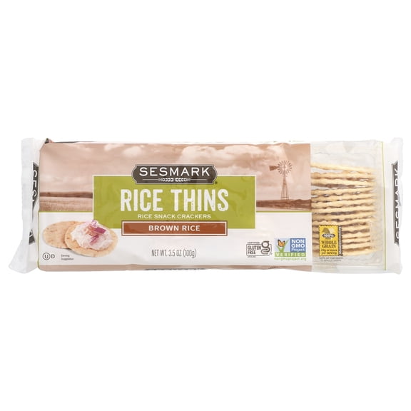 Sesmark Foods Rice Thins Brown, 3.5 Oz