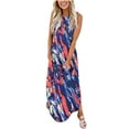 thumbnail image 2 of SMihono Robe Maxi Bohème d'Été pour Femmes Grande Taille Robe Longue Sans Manches Imprimée Col Croisé devant Robe de Plage, 2 of 5