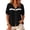 Black, variant on Button Down Dressy Blouse for Women Puff Short Sleeve V Neck Cotton Gauze Shirt Loose Fit Casual Tunic Tops