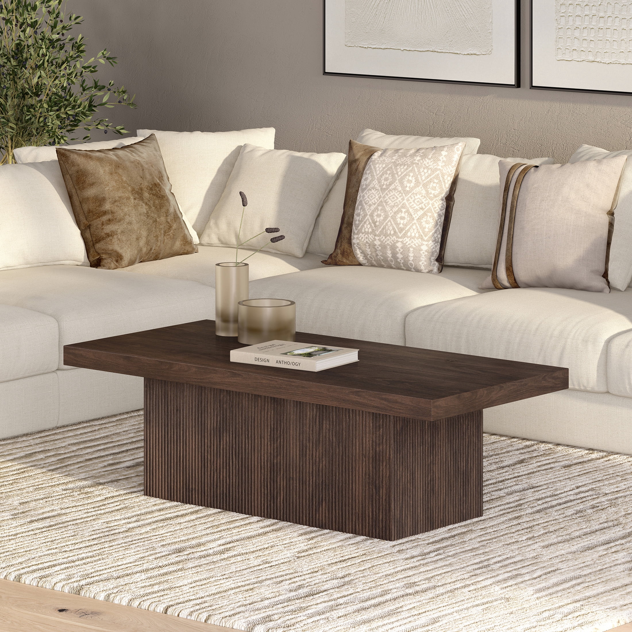 Evelyn&Zoe Modern/Contemporary 48" Wide Alder Brown Coffee Table