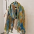 thumbnail image 6 of Mosey Women Winter Scarf Vintage Colorblock Cold Resistant Thick Tie-dye Soft Warm Decorative Tassel Neck Shoulder Protection Long Wide Shawl, 6 of 7