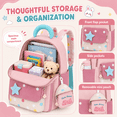 thumbnail image 3 of Lomyolo Kids Backpack for Girls 3-8, Small School Backpack for Preschool Kindergarten, Lightweight Toddler Backpack with Cartoon Patterns, Oxford Bookbag for Travel-PINK, 3 of 7