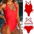 thumbnail image 2 of asdoklhq Plus Size Swimsuits for Women,Women's New Straping Solid Color One-piece Bikini O-neck Swimwear, 2 of 8