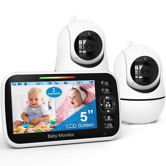 Monitor para bebé GoodBaby con pantalla dividida de 5" y 2 cámaras con audio