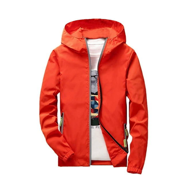 Vestes Décontractées pour Hommes avec Fermeture Éclair Réfléchissante, Coupe-Vent Léger à Capuche pour Activités Extérieures Printemps Automne