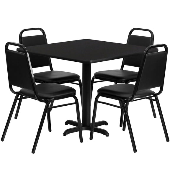 Bowery Hill 5 Piece Laminate Table Set in Black and Natural