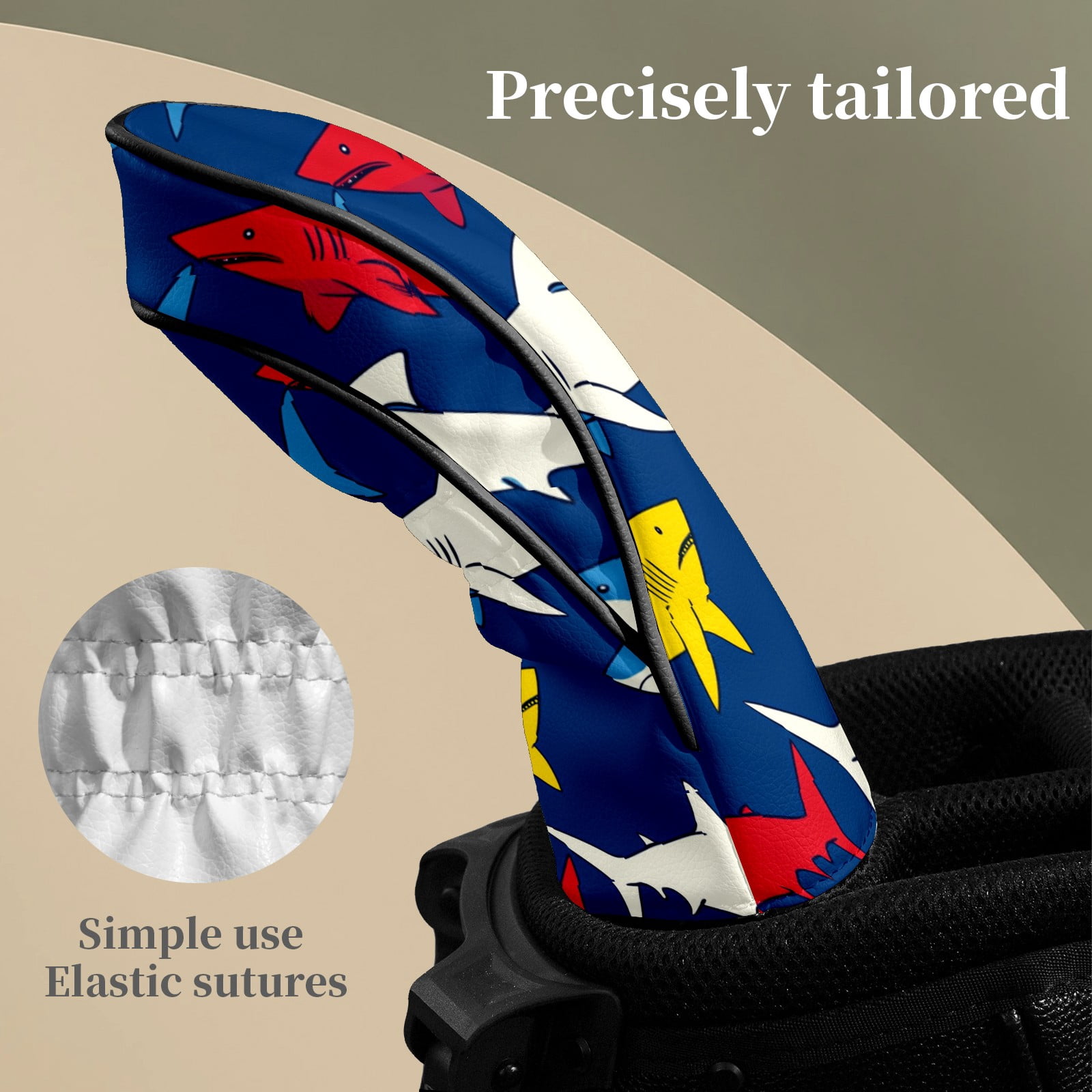 Golf Club Head Covers Shark_ColorfulUnderwater Premium Plush Velvet Lining, Waterproof Golf Headcovers Driver & Fairway Woods for Scratch Protection Novelty Gift for Men & Women