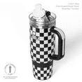 thumbnail image 4 of Cirkul 30oz Travel StrawSip Double-Wall Insulated Stainless Steel Tumbler with Handle, Checkmate (Black & White Checkerboard), 4 of 14