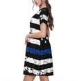 thumbnail image 2 of Balery Thin Blue Line Flag Vestidos sueltos de manga corta para mujer, vestidos de verano 2025, vestidos casuales de corte A con vuelo., 2 of 6