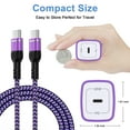 thumbnail image 2 of USB C Charger Block, 2 Pack 20W PD Charger Block with USB C to C Cable 6ft, Type C Charging Block Wall Charger Plug USB C Brick Cube Fast Charging Station Compatible for Samsung, Android, Purple, 2 of 7