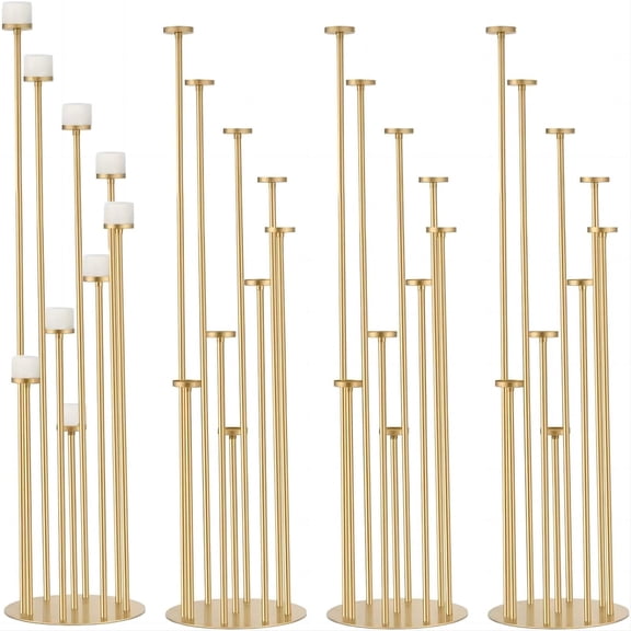 4Pcs Gold 9 Arm Candle Holder, 46.3inch Floor Candelabra Tall Candlestick Holder for Wedding Home Christmas Halloween Party Decoration
