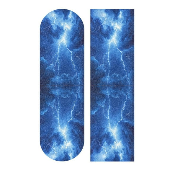 33.1" x 9.1" Skateboard Grip Tape Diamond Grit Surface, Heavy-Duty PVC Backing Non Slip Ease to Apply Blue Tone Lightning