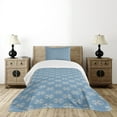 thumbnail image 4 of Ambesonne Geometric Quilted Bedspread Set 2 Pcs, Circular Floral Shape, Twin Size, Slate Blue Tan, 4 of 5