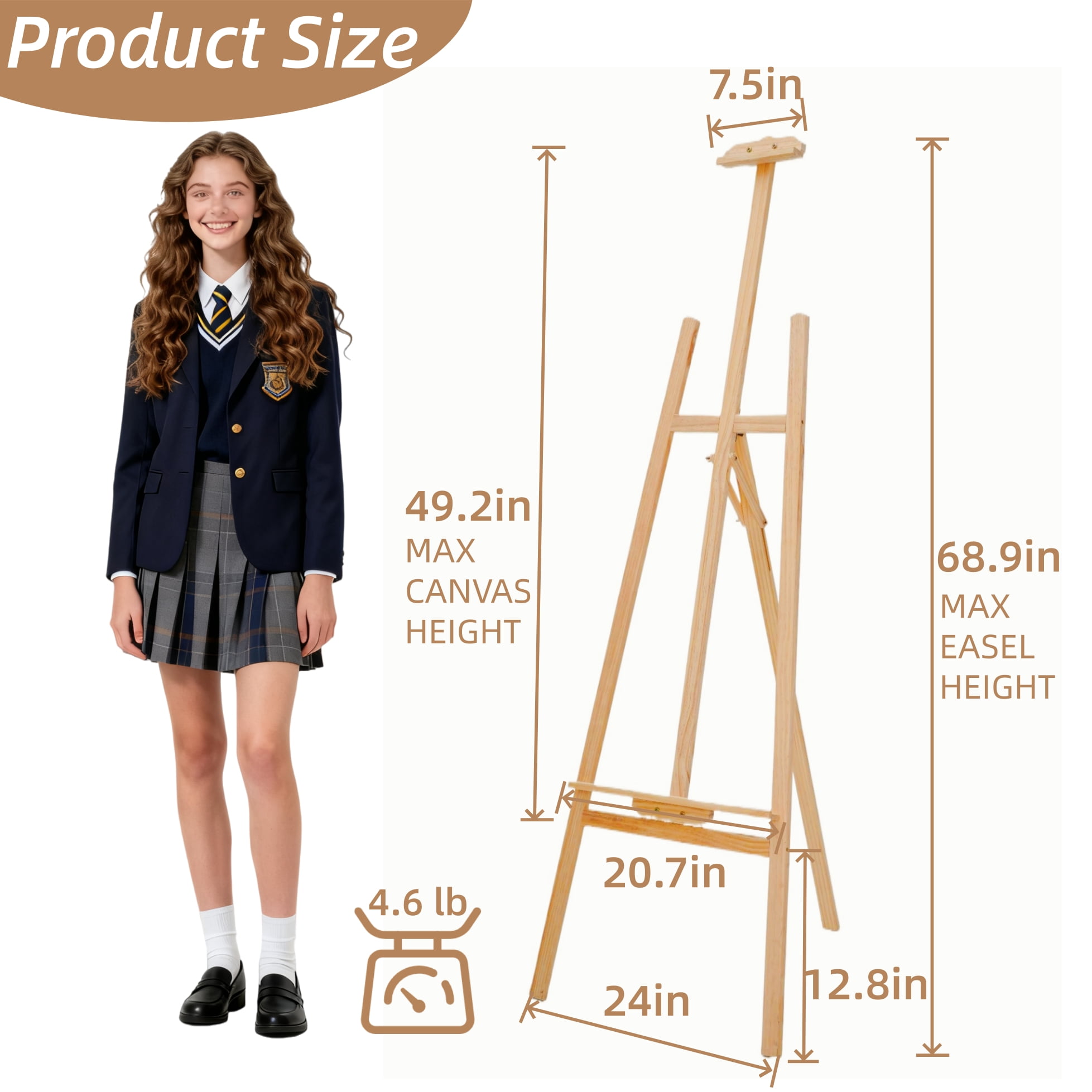 IAJXWI 69" Easel Stand for Painting Canvas, Wooden Adjustable Art Easel Stand, Folding Display Easels for Artist Sketching Poster, Wedding Sign and Poster