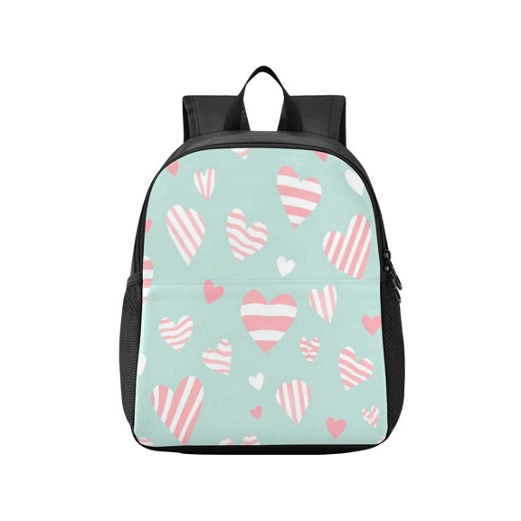 Toddler Backpack Joy Heart Stripes Pattern Waterproof Lightweight Backpack Casual Mini Daypack for Daycare & Travel