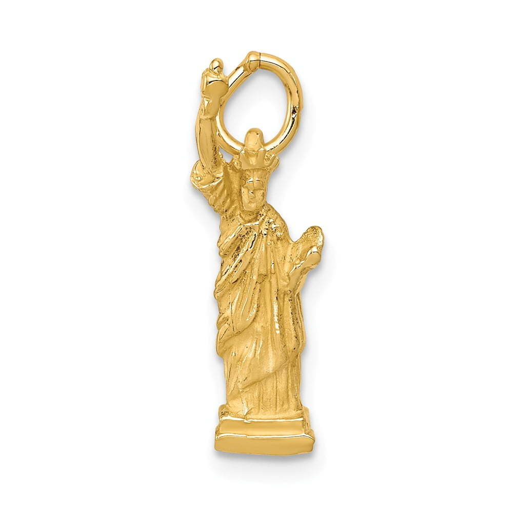 Solid 14k Yellow Gold Statue of Liberty Souvenir Pendant Charm 19mm x 7mm 