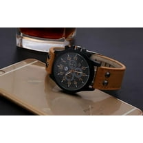 Ausyst Men's Watch Military Leather Date Quartz Analog Men's Quartz Wrist Watches Watches for Men