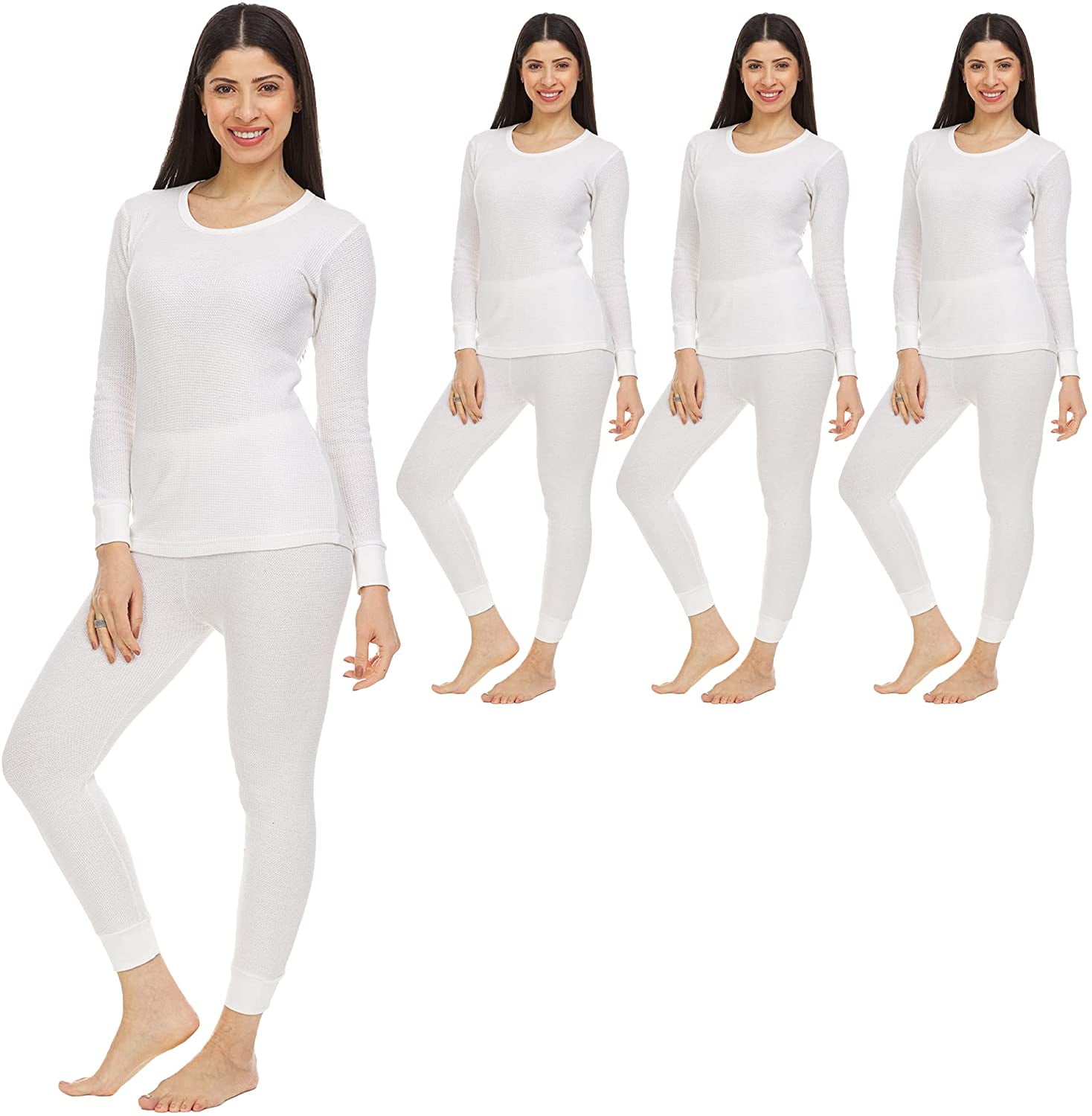 2pc Thermal Sets for Womens,Base Layer Long Johns Underwear,Top &  Bottom,Cotton,Solid Colors (18 PACK PURPAL,Large)
