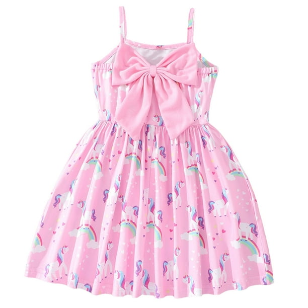 Cute Pink Unicorn Baby Girl Half Sleeves Dress