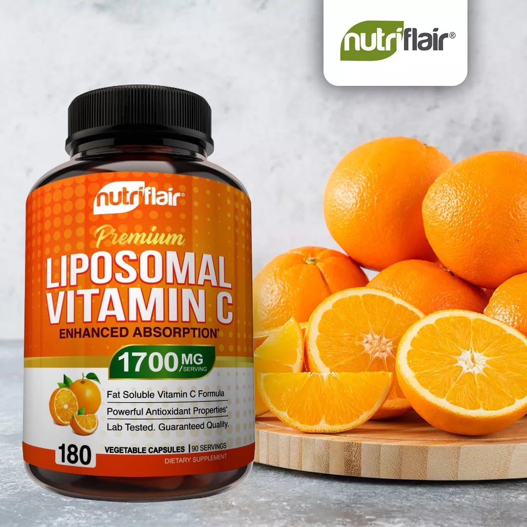 NutriFlair Liposomal Vitamin C Vegan Immune Support Supplement 180 Vegetable Capsules