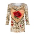 thumbnail image 4 of Jsaierl Valentine's Day Shirts Womens Plus Size Love Heart Print Tees Trendy 3/4 Sleeve Blouse Crewneck Tunic T-shirt Tops Spring Clothes for Women, 4 of 5