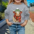 thumbnail image 2 of Hwmodou Girls Sweatshirts Cattle Print Crew Neck Hoodie Leisure Comfy Top,3-14Y, 2 of 4